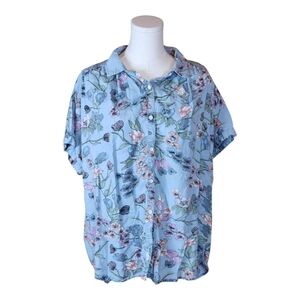 Intro 100% Lyocell Floral Button-Down Shirt Boho Cottagecore Soft Large